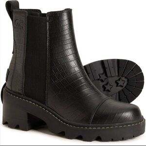 Sorel Black Textured Ankle Booties